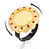 Adjustable Flower Alloy & Iron Rhinestone Bezel Cup Ring Base with Rotatable Tray MAK-T012-03G-4