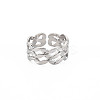 Non-Tarnish 304 Stainless Steel Wave Wrap Open Cuff Ring for Women LS-RJEW-S405-243P-1