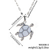 Brass White Enamel Turtle Pendant Dapped Chain Necklaces for Women FJ9996-2-1