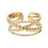 304 Stainless Steel Criss Cross Open Cuff Ring RJEW-T023-23G-1