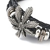 PU Leather & Waxed Cords Triple Layer Multi-strand Bracelets BJEW-G709-02B-2