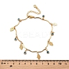 Bohemian Brass & Resin Light Blue Evil Eye & Hamda Hand Tassel Anklets AJEW-Z046-01G-3