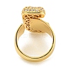 Brass Micro Pave Clear Cubic Zirconia Letter Open Cuff Ring for Women RJEW-M173-01G-J-3