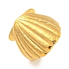 Ion Plating(IP) Shell Shape 304 Stainless Steel Open Cuff Finger Rings for Women RJEW-P114-02G-1