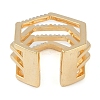 Hexagon Brass Micro Pave Clear Cubic Zirconia Multi-layer Open Cuff Ring for Women RJEW-Q819-17G-3