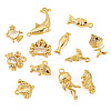 12Pcs 12 Styles Ocean Theme Brass Micro Pave Cubic Zirconia Pendants KK-TA0003-33-3