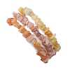 3Pcs Natural Red Aventurine & Natural Sunstone & Natural Topaz Jade Chip Beaded Stretch Bracelet Sets BJEW-JB10867-3