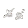 Brass Clear Cubic Zirconia Connector Charms KK-Z094-10P-2