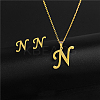 Golden Stainless Steel Initial Letter Jewelry Set IT6493-9-1