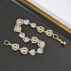 Heart Micro Pave Clear Cubic Zirconia Link Chain Bracelets for Women BJEW-C156-08B-GP-3