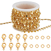 DIY Brass Curb Chains with Flat Round Charms Necklaces/Bracelets Making Kits DIY-BBC0002-37-1