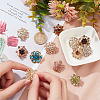  12Pcs 12 Style Rhinestone Flower Lapel Pins JEWB-NB0001-17-3