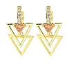 Brass Clear Cubic Zirconia Hoop Earrings EJEW-M047-13G-4