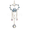 Natural Aquamarine Chip Beads with Brass Finding Pendant Decorations HJEW-JM01815-01-1