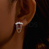 Moon 925 Sterling Silver Micro Pave Clear Cubic Zirconia Cartilage Earrings with Tassel Chains FS-WGA2317-06-1