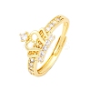Brass Micro Pave Clear Cubic Zirconia Cuff Rings for Women RJEW-U047-37A-G-4