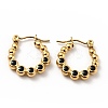 Ion Plating(IP) 304 Stainless Steel Round Beads Wrap Hoop Earrings with Enamel for Women EJEW-G293-16D-G-1