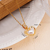 Brass Pave Cubic Zirconia with Imitation Pearl Heart Pendant Necklaces for Women FS-WG96657-01-1
