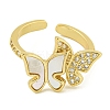 Butterfly Brass Shell Open Cuff Rings for Women RJEW-U011-05G-2