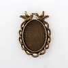 Vintage Tibetan Style Alloy Bird Pendant Cabochon Bezel Settings TIBEP-M018-32AB-NF-1