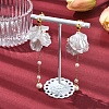 Acrylic Pearl Petal & Shell Pearl Bead Stud Dangle Earrings EJEW-YW00005-4