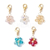 Transparent Glass Flower Pendant Decorations HJEW-JM03728-2