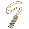 Bohemian 304 Stainless Steel & Imitation Pearl Oval Pendant Necklaces NJEW-Z061-10G-01-4