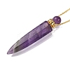 Natural Amethyst Bullet Shaped Perfume Bottle Pendant Necklaces G-B089-02G-08-3
