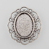 Tibetan Style Alloy Flower Tray Cabochon Settings X-TIBE-M021-07AS-1