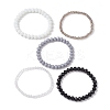 5Pcs 5 Styles Faceted Round Glass Beaded Stretch Bracelet Sets BJEW-JB10423-03-4