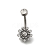 304 Stainless Steel Clear Cubic Zirconia Curved Barbell Belly Button Rings AJEW-D306-03P-01-2