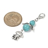 Angel Synthetic Turquoise Beads & Alloy Sea Animal Pendant Decorations HJEW-JM03074-5