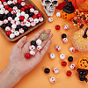 Halloween Theme Printed Natural Wooden Beads WOOD-ME0001-07-3
