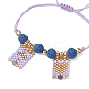 Natural Lava Rock & Natural Amethyst & Glass Seed Beaded Braided Bracelets BJEW-MZ00063-03-3