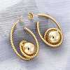 Spiral with Round Brass Stud Earrings EJEW-R025-04G-2
