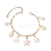 3Pcs 3 Colors Natural Freshwater Shell Beads & Alloy Enamel Charm Bracelets BJEW-JB12214-3
