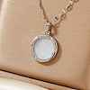 Fashionable Brass Clear Cubic Zirconia Flat Round Pendant Necklaces Women's Versatile Accessory MS7483-2-1