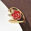 Flower Brass Micro Pave Cubic Zirconia Cuff Rings RJEW-A069-02B-02G-2
