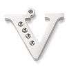Tarnish Resistant 304 Stainless Steel Letter Pendant Rhinestone Settings STAS-J028-01V-1