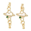 Brass Natural Shell Fold Over Clasps KK-U059-30G-1