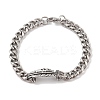 Ion Plating(IP) 304 Stainless Steel Feather Link Chain Bracelets for Men BJEW-B096-44AS-1
