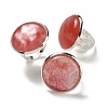 Cherry Quartz Glass Round Adjustable Rings RJEW-K371-09S-23-1
