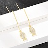 Fish Brass Micro Pave Clear Cubic Zirconia Ear Thread EJEW-H182-12G-3