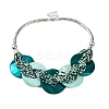 Spray Painted Disc Freshwater Shell & Acrylic Beaed Bib Necklaces NJEW-S427-01P-05-1