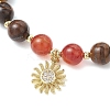Natural Striped Agate & Tiger Eye Round Beaded Bracelets BJEW-JB11934-03-3