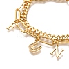 Word Fun Brass Micro Pave Cubic Zirconia Card Paper Chain Bracelets BJEW-L696-103G-2