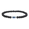 Glass Evil Eye 4MM Natural Lava Rock Beaded Stretch Bracelets for Men VE1501-4-1
