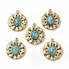 PVD Vacuum Plating 201 Stainless Steel Synthetic Turquoise Pendants STAS-C064-VC875-1-1