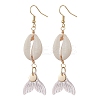 7 Pairs Natural Cowrie Shell Glass Dangle Earrings EJEW-JE06385-3