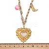 304 Stainless Steel with Glass & Resin Heart Pendant Polyester Rope Necklaces for Women NJEW-K252-12G-5